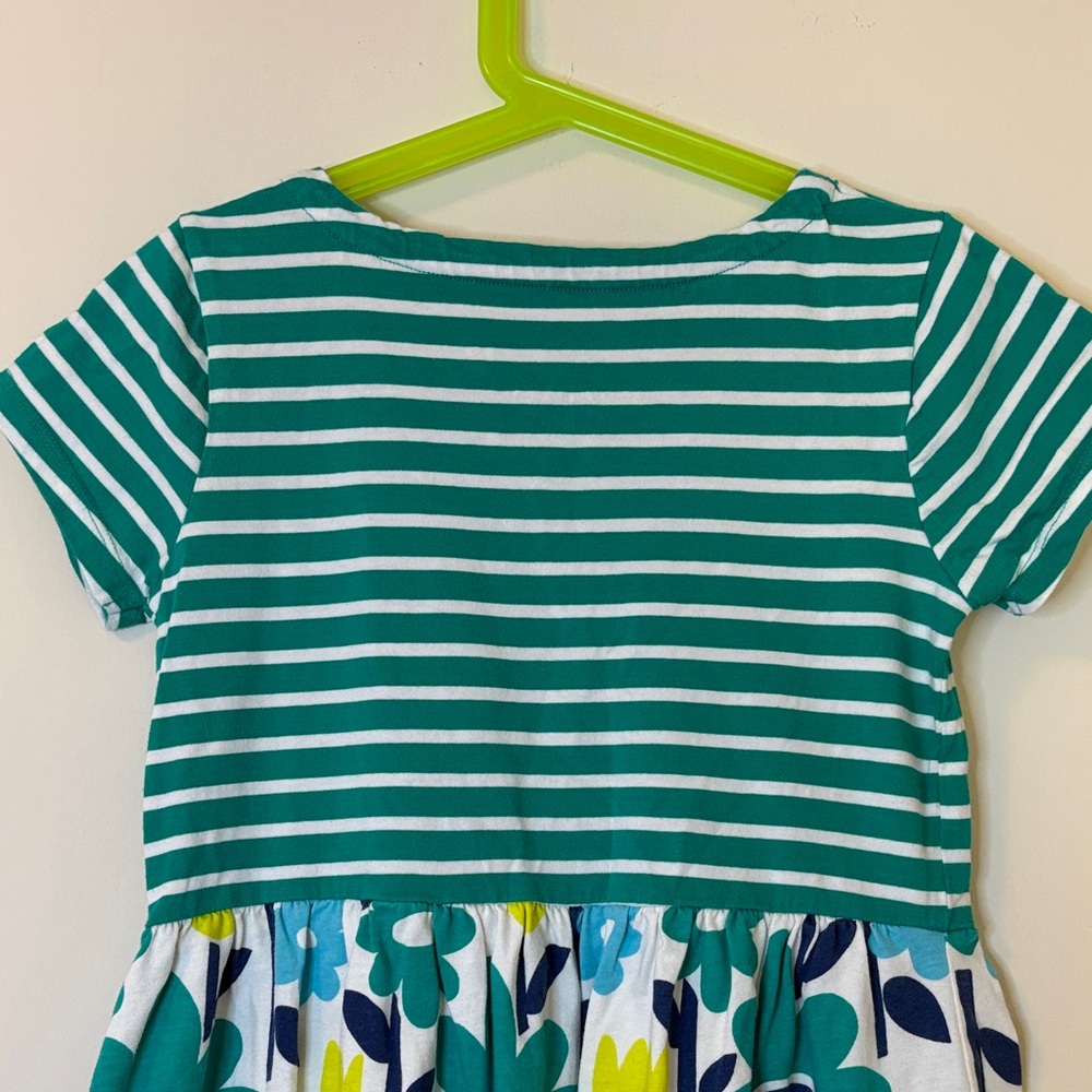 Mini Boden Girls Floral Dress 7-8 Green Stripe Garden Print Cottagecore Spring - Picture 6 of 13